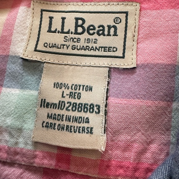 LL Bean Slightly Fitted Plaid Button Up Shirt Men Size Large EUC - Picture 4 of 4